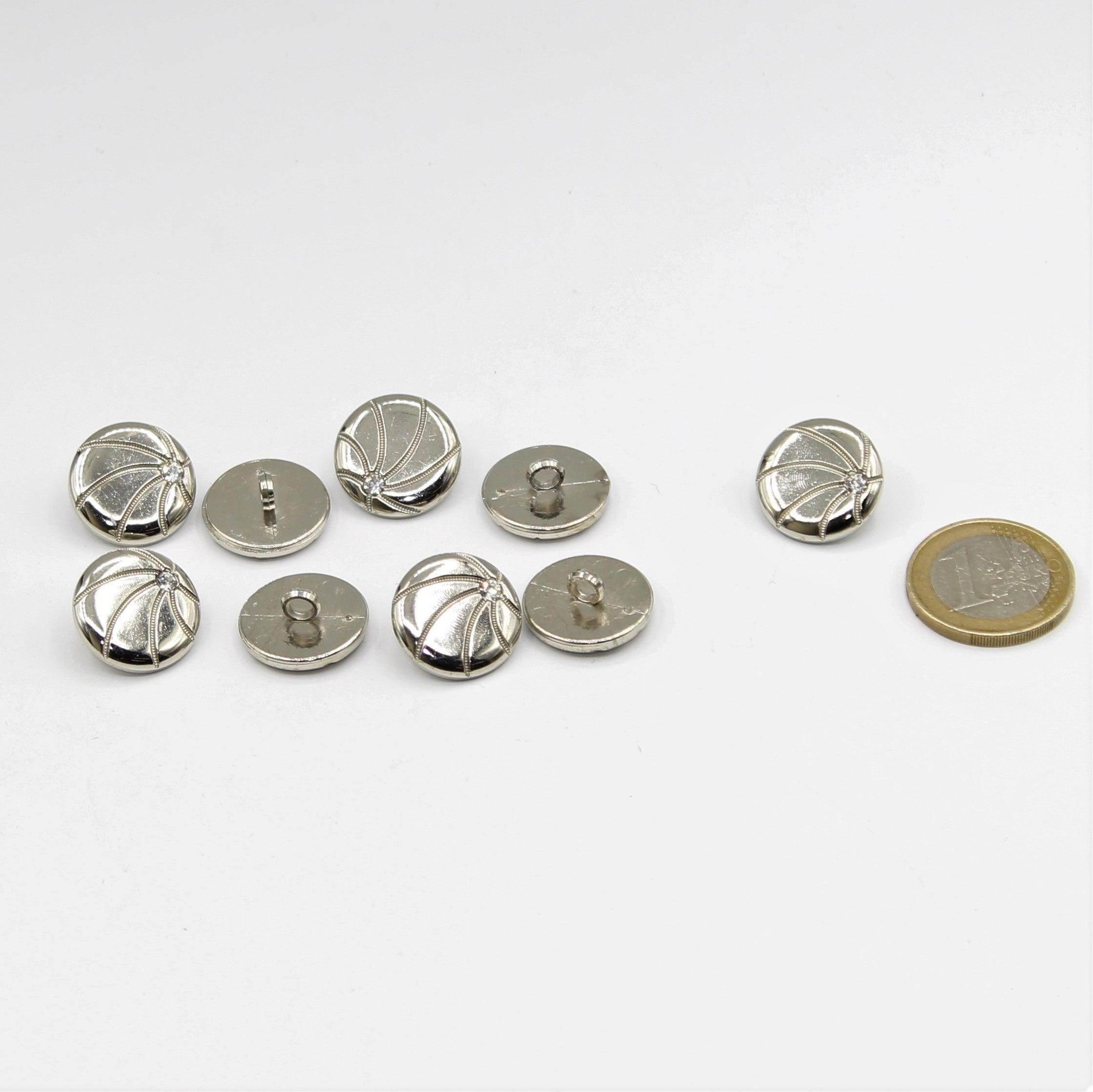 Silver Button in the Shape of a Basketball with Strass 14 and 18mm - ACCESSOIRES LEDUC BV