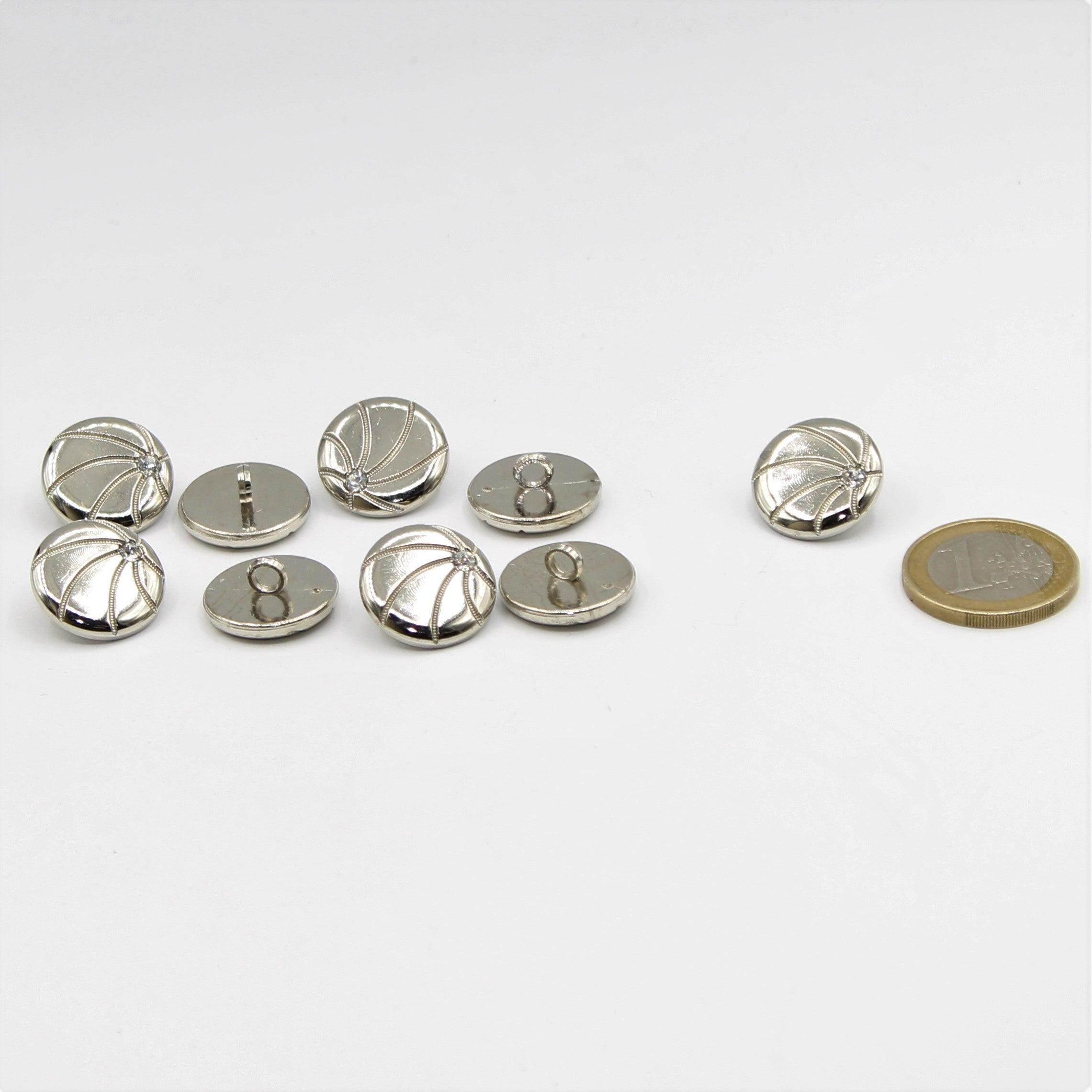 Silver Button in the Shape of a Basketball with Strass 14 and 18mm - ACCESSOIRES LEDUC BV