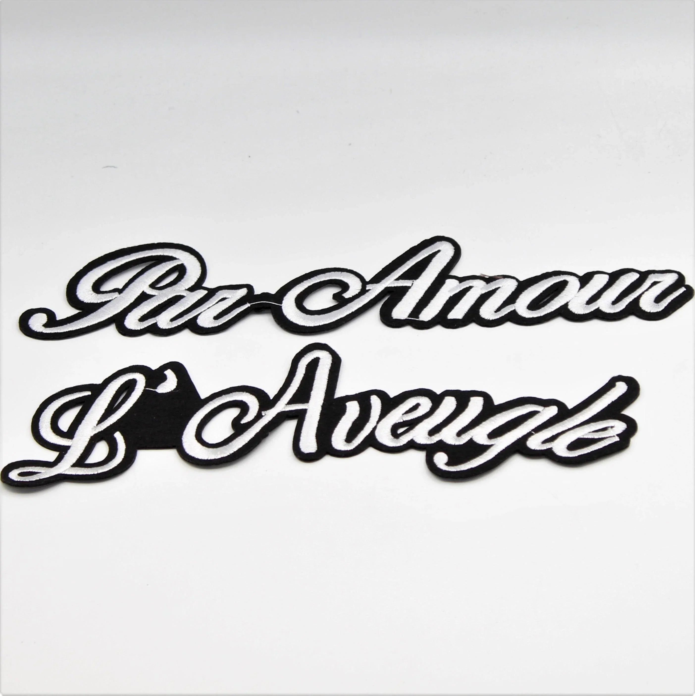 Black and White Iron-on Patch "PAR AMOUR AND  "L'AVEUGLE" - ACCESSOIRES LEDUC