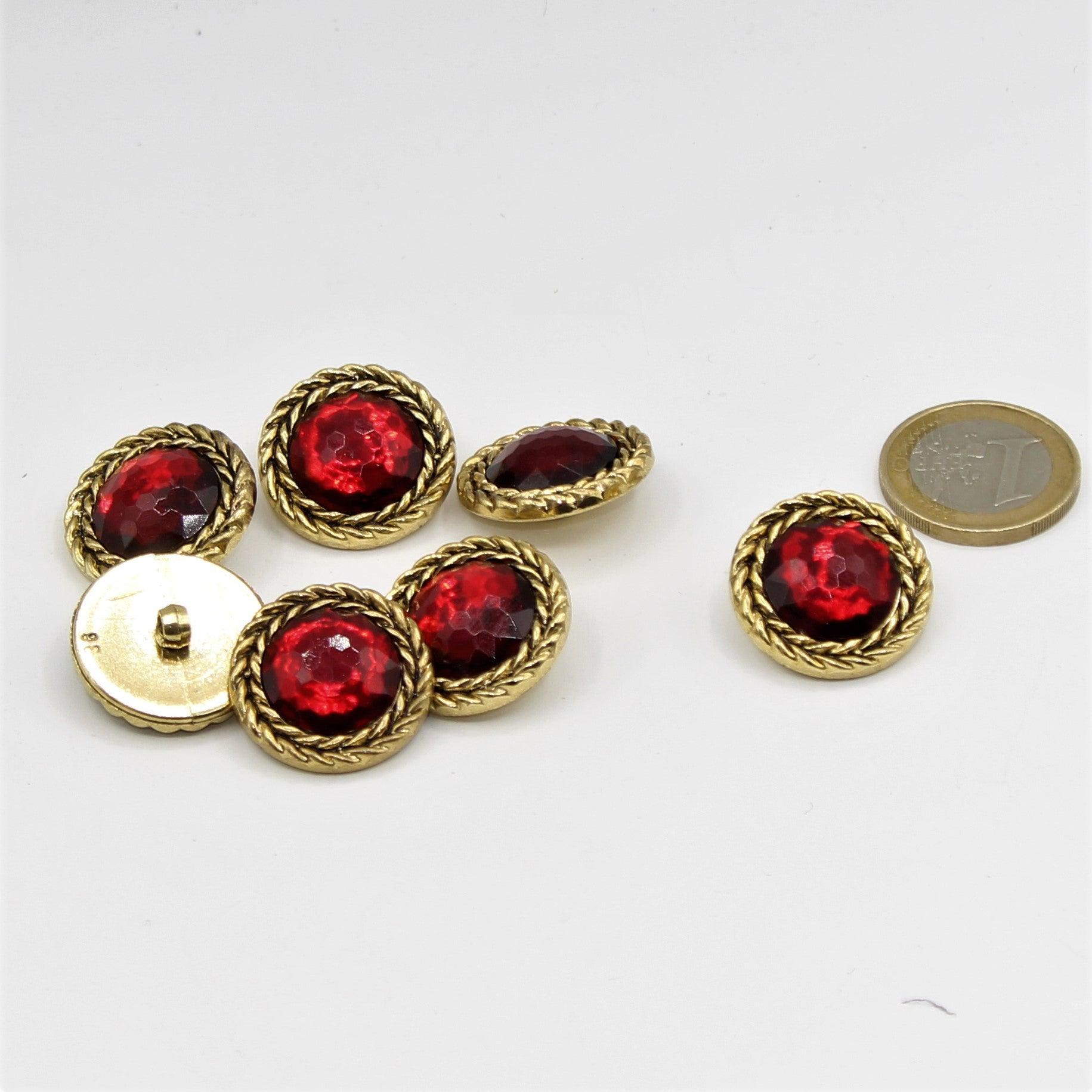 artigianale 1 Pair 15mm Red Domed Button Buttons Choose Colour Metal Button  Covers for Women Shirts or Cufflinks Jewelry for Men as Key Chain, Brass