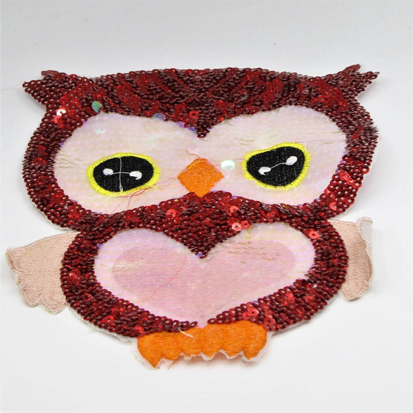 Red Patche of Owl with Sequins 24x17 cm - ACCESSOIRES LEDUC BV