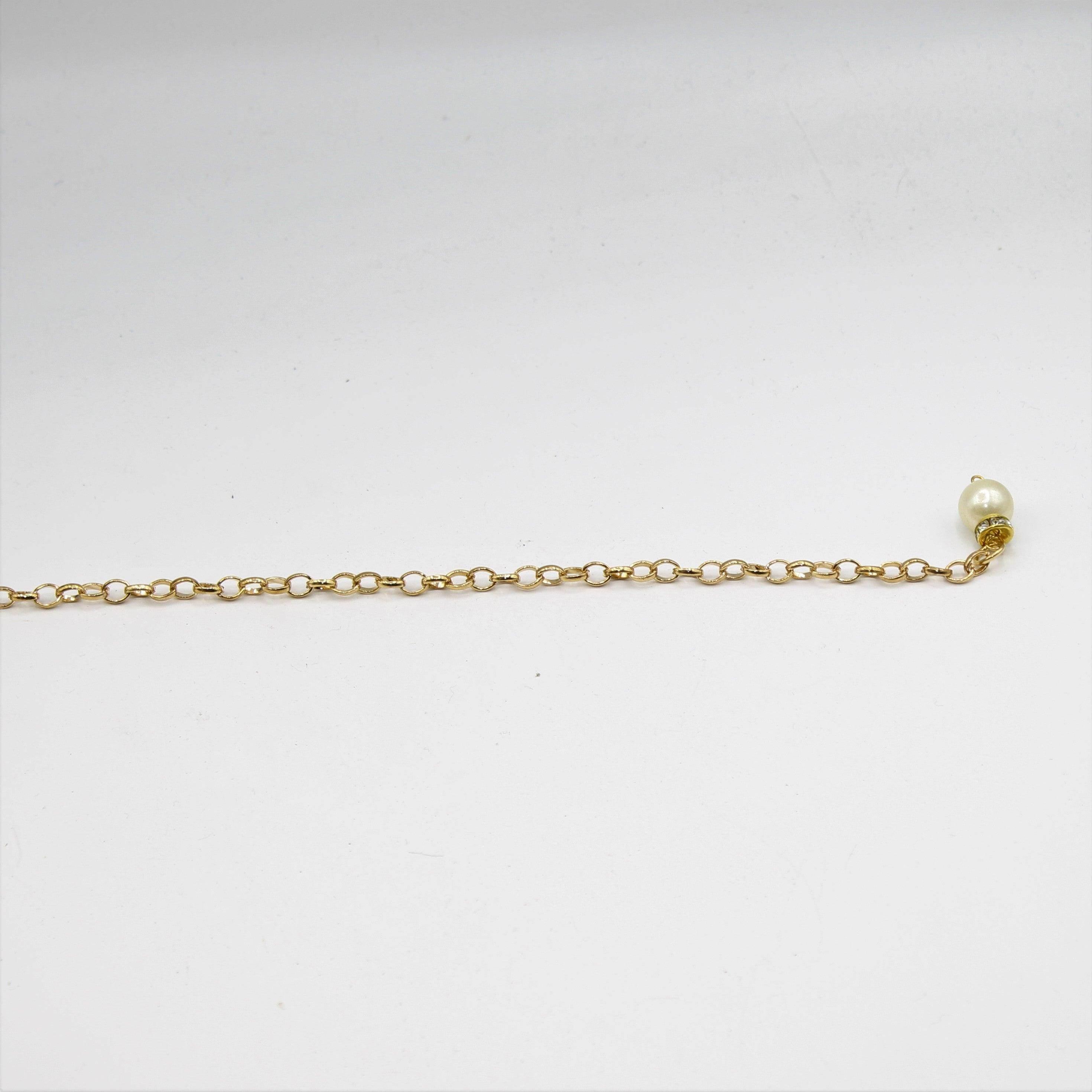 Gold Chain with Pearl at the end 38cm - ACCESSOIRES LEDUC BV