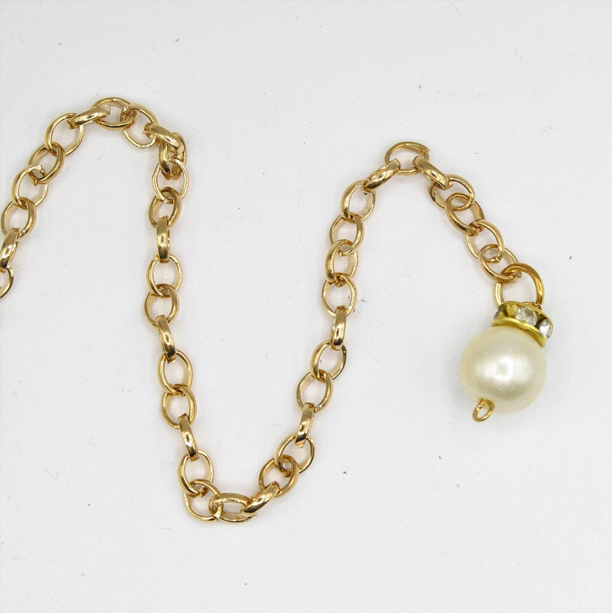 Gold Chain with Pearl at the end 38cm - ACCESSOIRES LEDUC BV