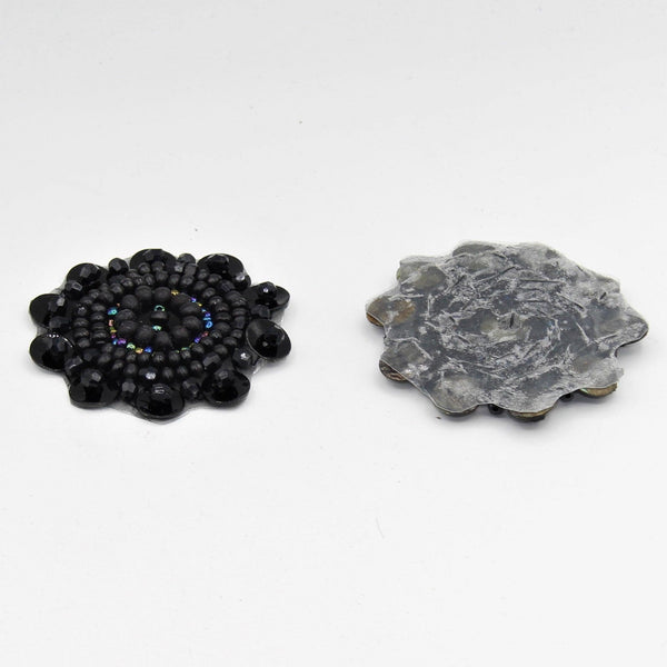 3x Round Black Patch with Strass 55 mm - ACCESSOIRES LEDUC