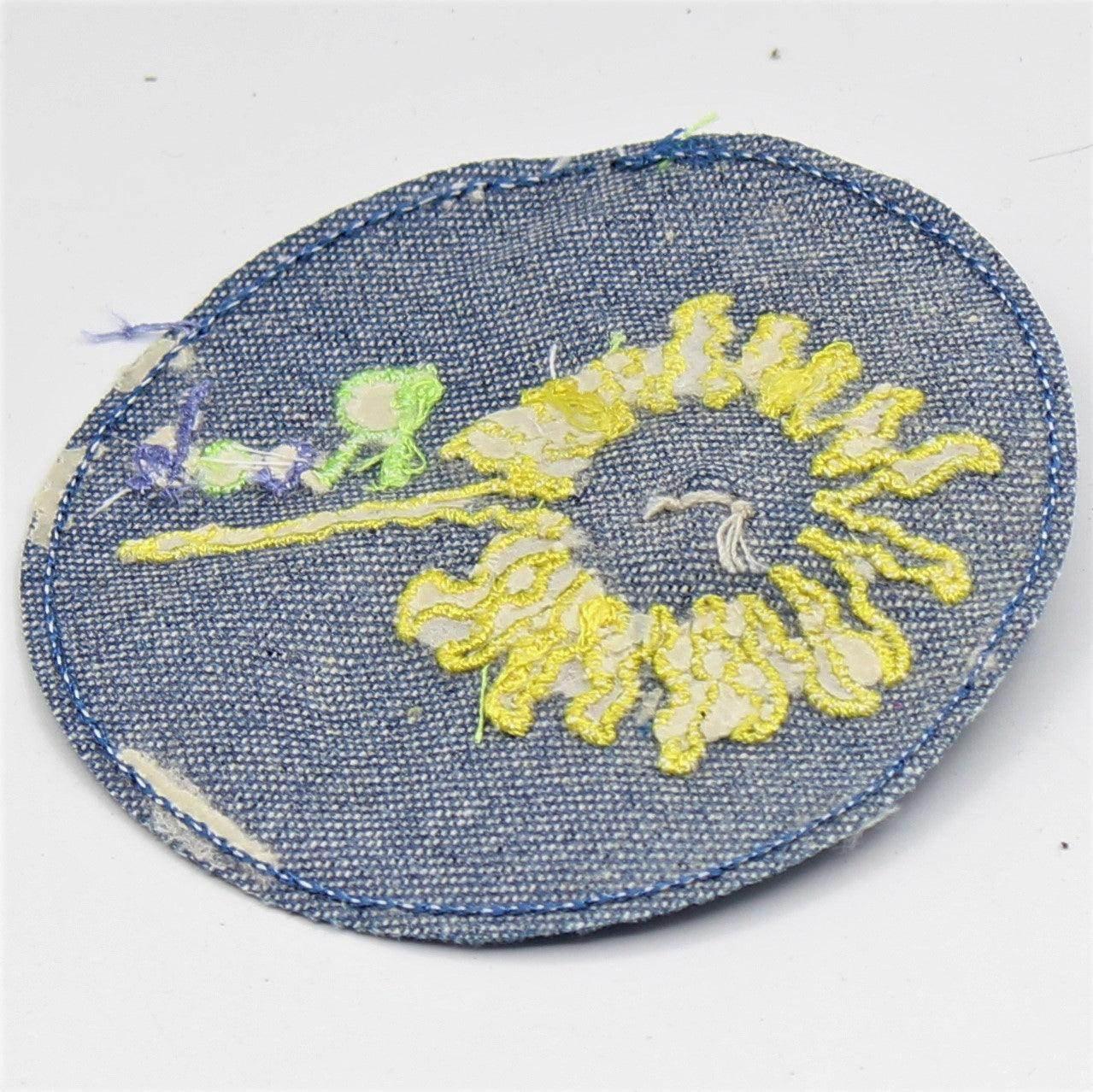 Blue Jeans Rock Patch with Pattern, Pin, Button. 8 and 10cm set of 2 - ACCESSOIRES LEDUC BV