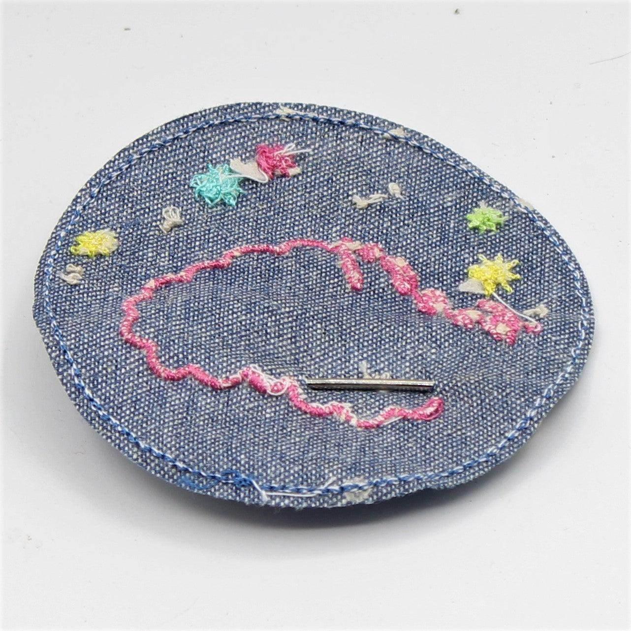 Blue Jeans Rock Patch with Pattern, Pin, Button. 8 and 10cm set of 2 - ACCESSOIRES LEDUC BV
