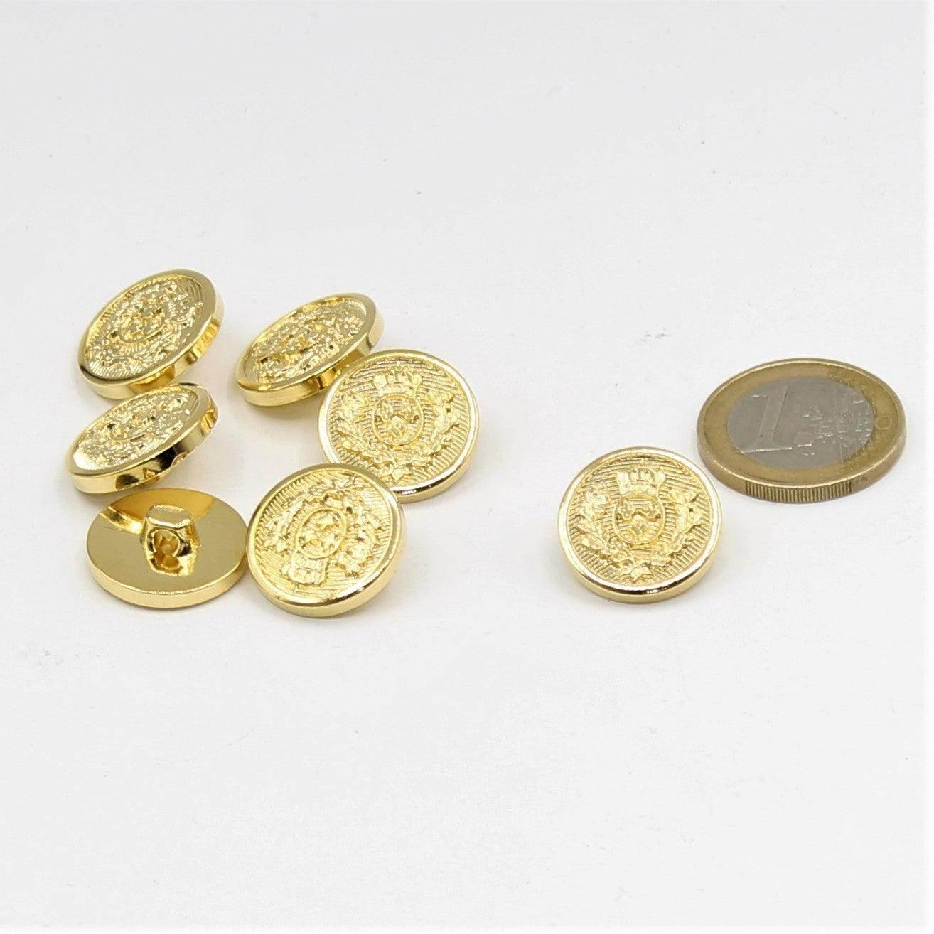 Gold and Silver Metallized Nylon Shank Button with Crown Design 15,18,20 and 23mm - ACCESSOIRES LEDUC BV