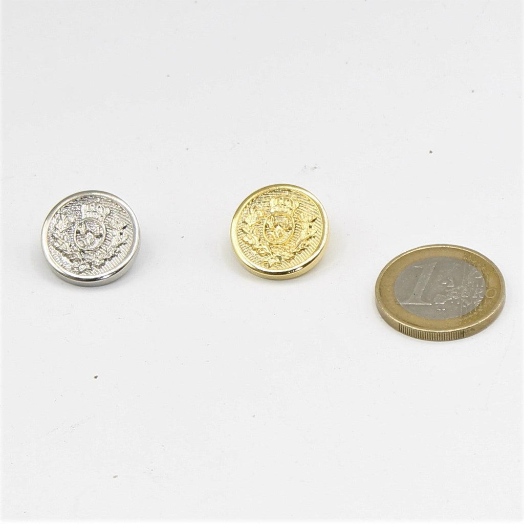 Gold and Silver Shank Button with Crown Design 6,9,11 and 13mm - ACCESSOIRES LEDUC