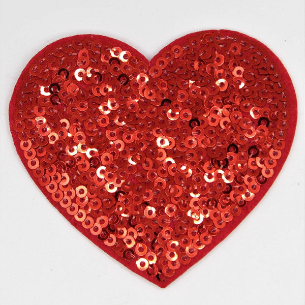 Set of 2 Red Heart Patch with Sequins 7cm - ACCESSOIRES LEDUC BV