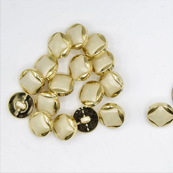 Gold and White Shank Button in Square Form 6mm - ACCESSOIRES LEDUC