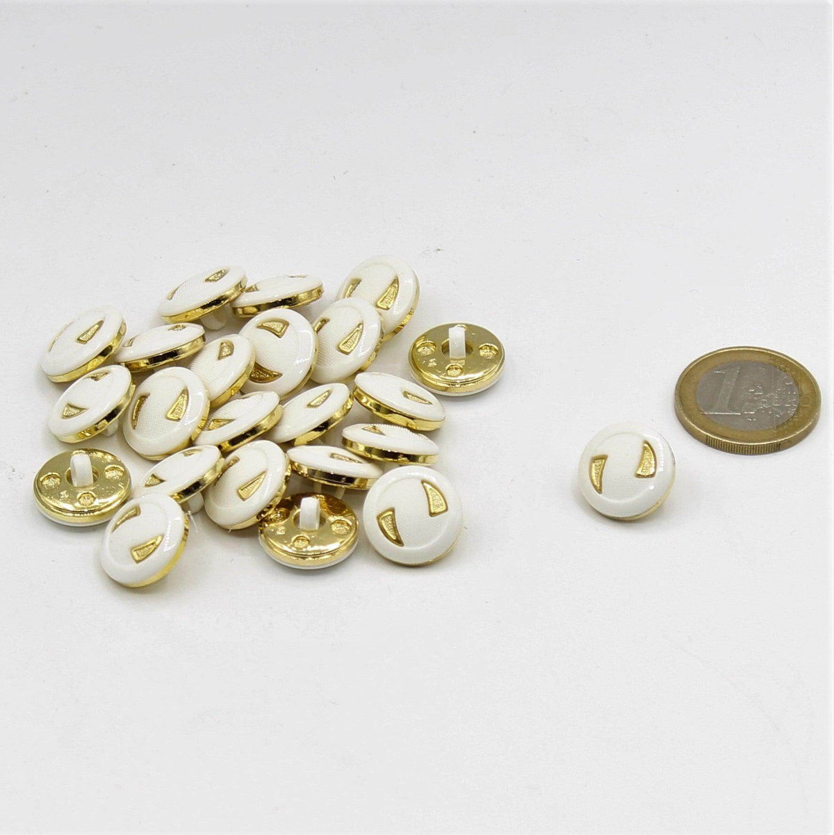 Gold and White Shank Button 15mm - ACCESSOIRES LEDUC BV