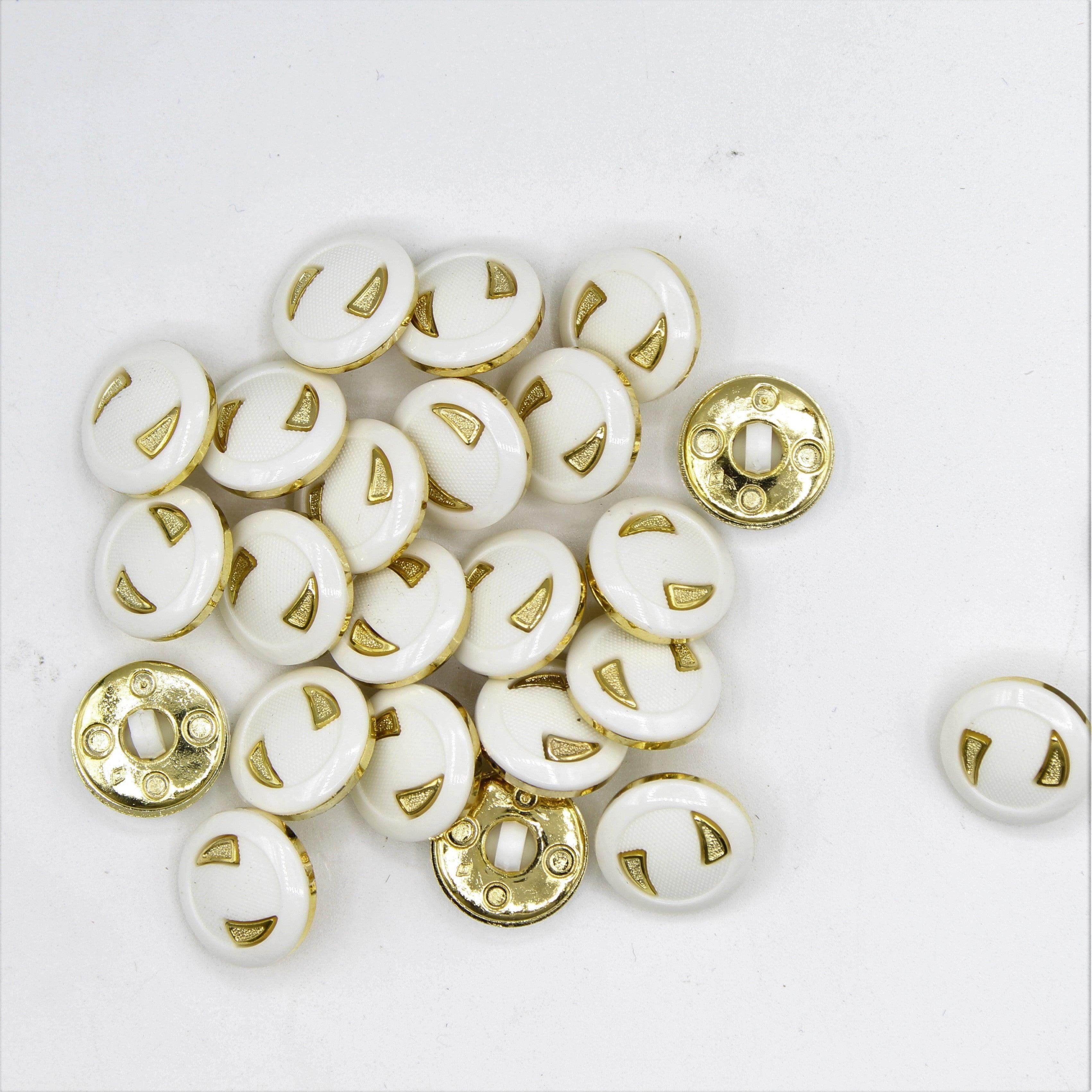 Gold and White Shank Button 15mm - ACCESSOIRES LEDUC BV