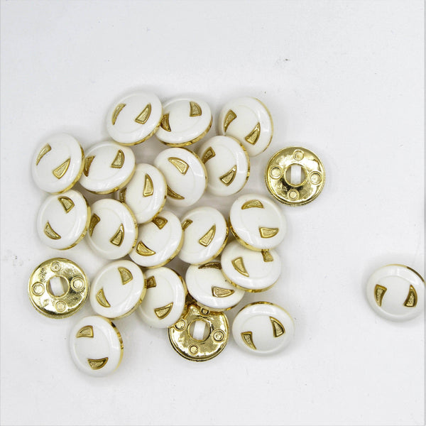 Gold and White Shank Button 15mm - ACCESSOIRES LEDUC BV