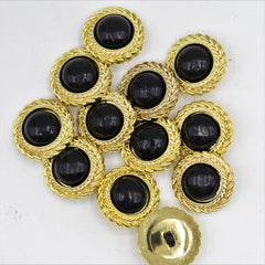 Gold Shank Button with Black Pearl in the center 4,6,9 and 11mm - ACCESSOIRES LEDUC