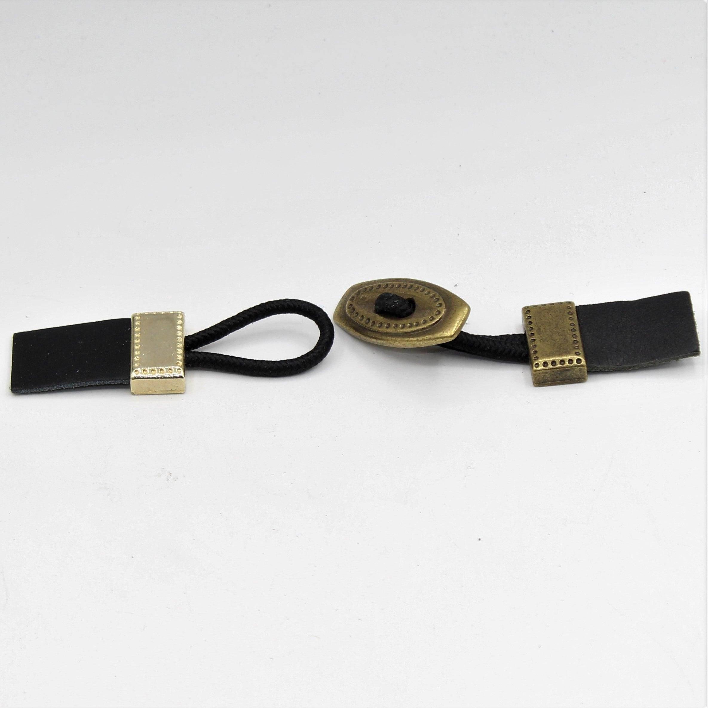 Leather and Gold Bag Buckle Fastener 13cm - ACCESSOIRES LEDUC BV
