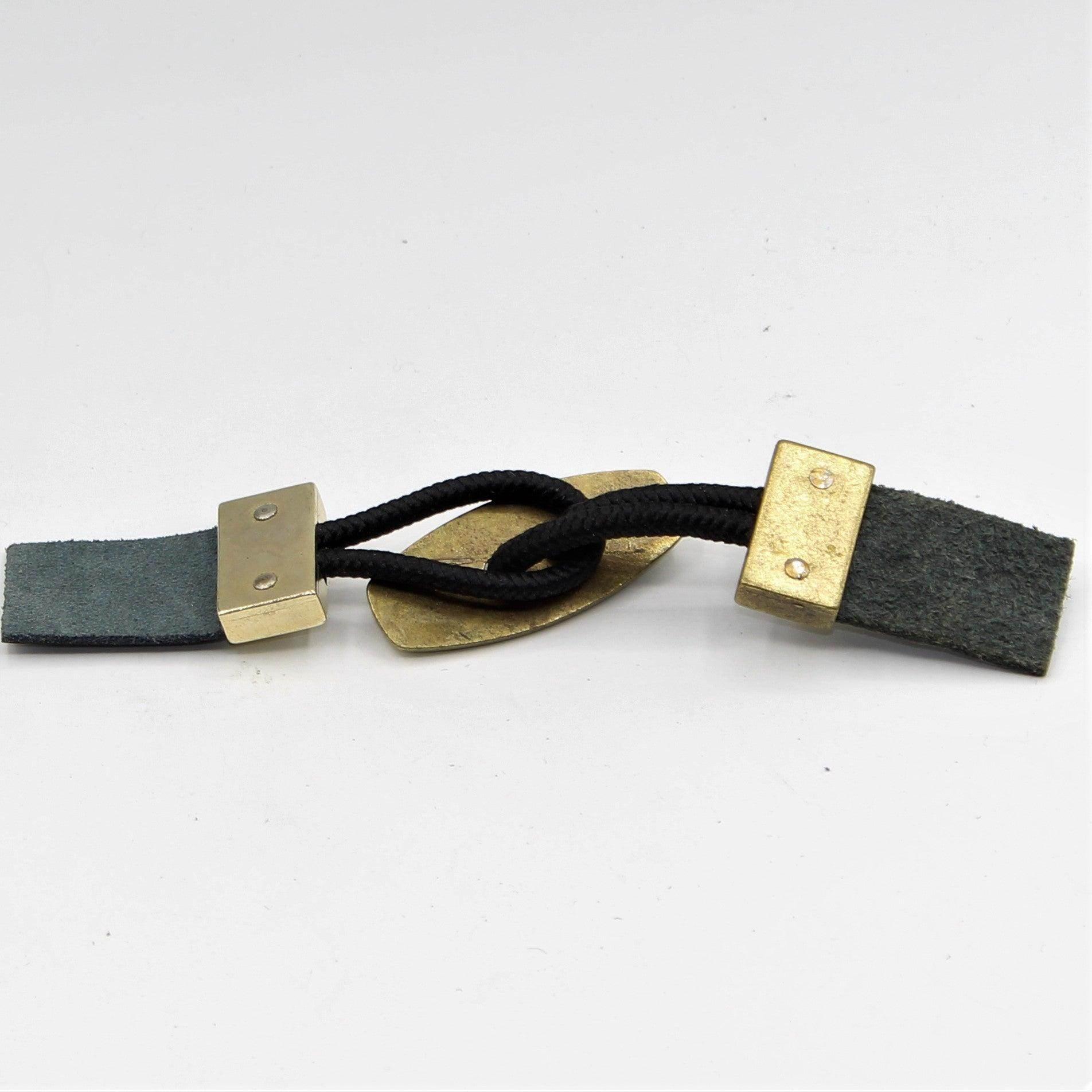 Leather and Gold Bag Buckle Fastener 13cm - ACCESSOIRES LEDUC BV