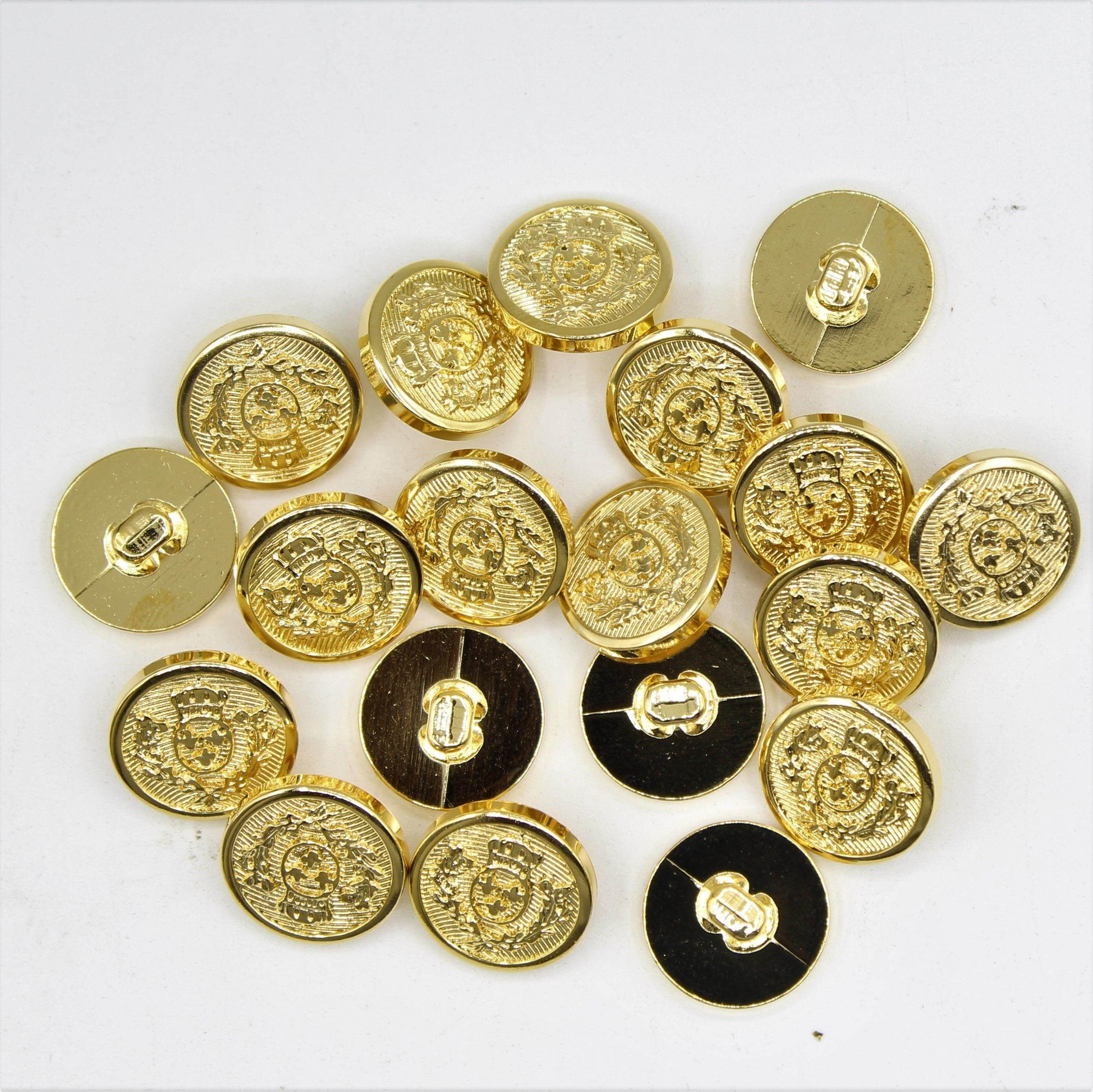 Gold and Silver Metallized Nylon Shank Button with Crown Design 15,18,20 and 23mm - ACCESSOIRES LEDUC BV