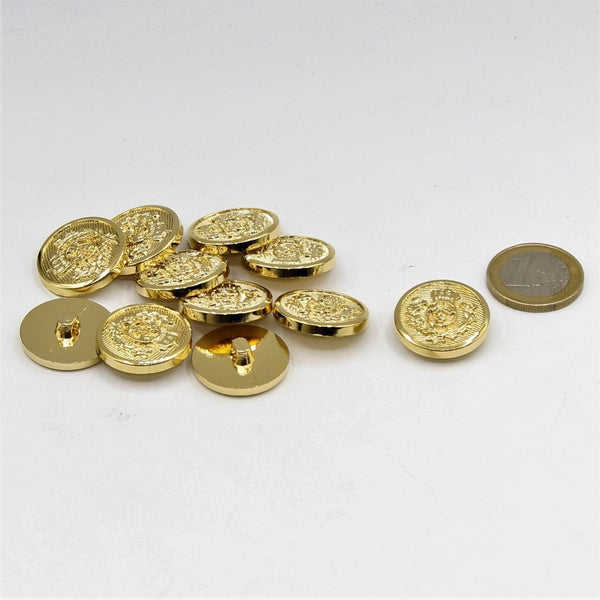 Gold and Silver Metallized Nylon Shank Button with Crown Design 15,18,20 and 23mm - ACCESSOIRES LEDUC BV