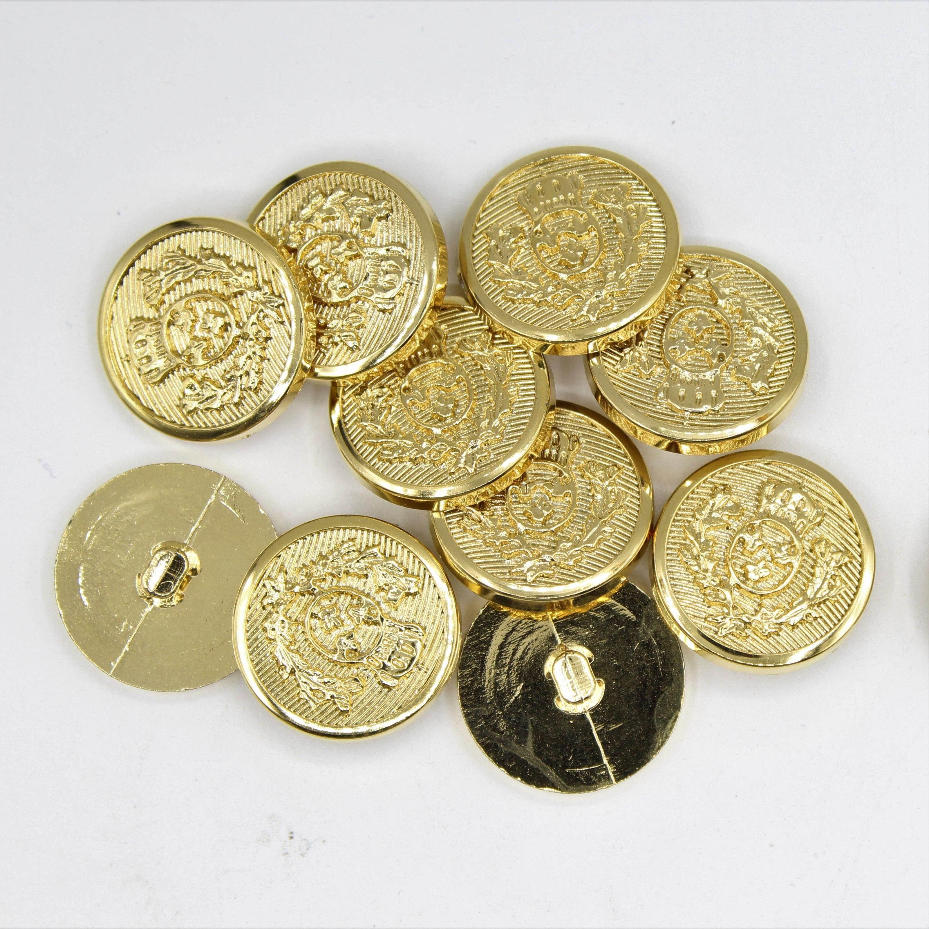 Gold and Silver Metallized Nylon Shank Button with Crown Design 15,18,20 and 23mm - ACCESSOIRES LEDUC BV