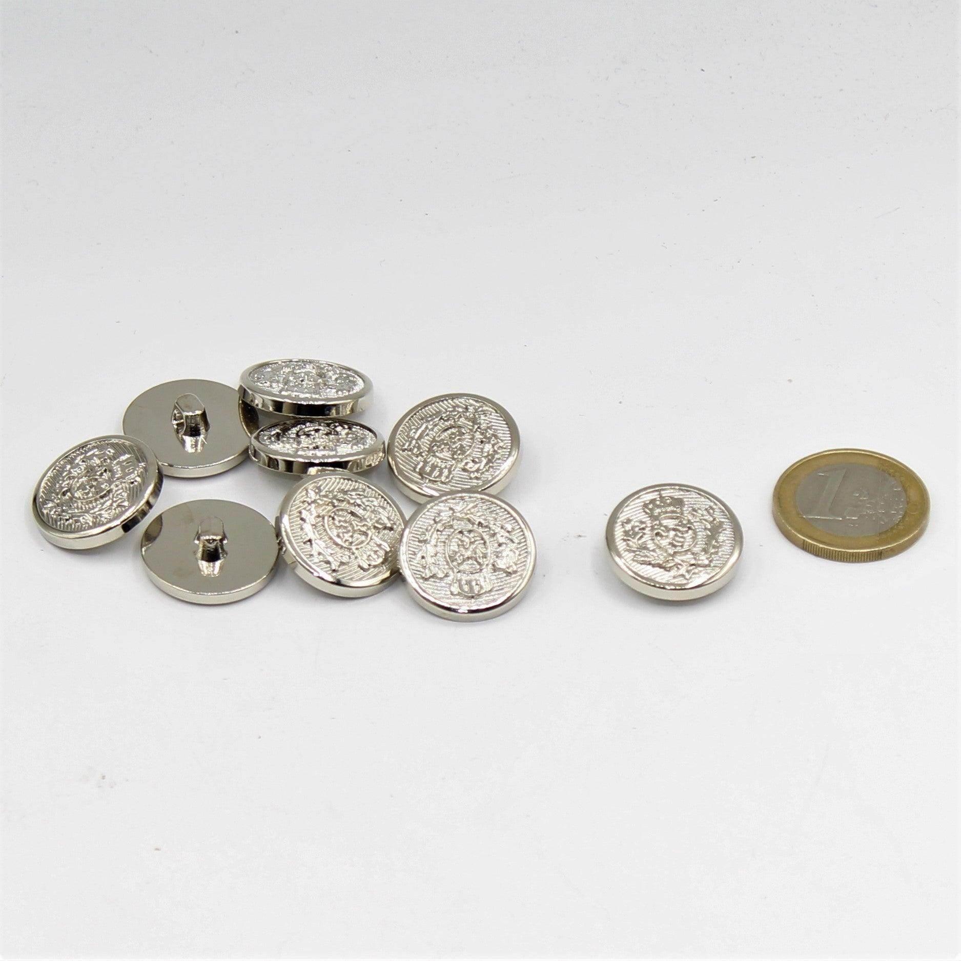 Gold and Silver Metallized Nylon Shank Button with Crown Design 15,18,20 and 23mm - ACCESSOIRES LEDUC BV