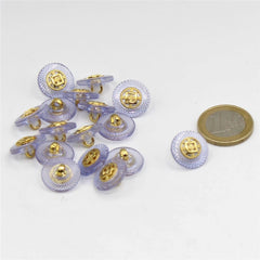 White or Purple Shank Button with Gold  6, 9mm - ACCESSOIRES LEDUC