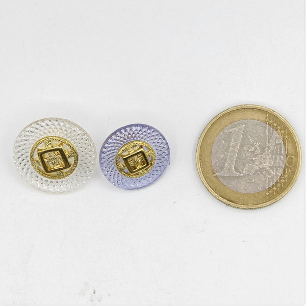 White or Purple Shank Button with Gold  6, 9mm - ACCESSOIRES LEDUC