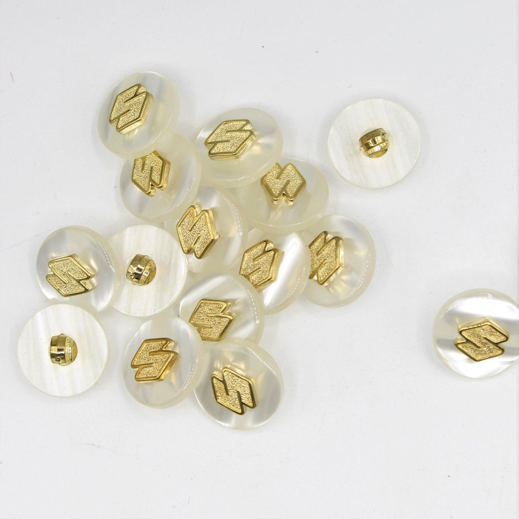 Weißer oder violetter Ösenknopf mit goldenem "S"-Design 6 und 9 mm - ACCESSOIRES LEDUC