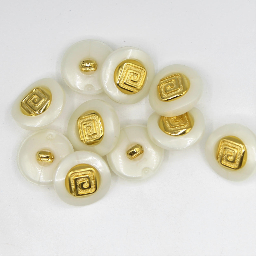 White Shank Button with Gold  6, 9mm - ACCESSOIRES LEDUC