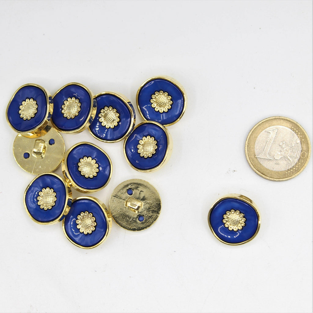 Botón Vástago Negro, Blanco y Azul con Oro 6,9 y 12mm - ACCESSOIRES LEDUC