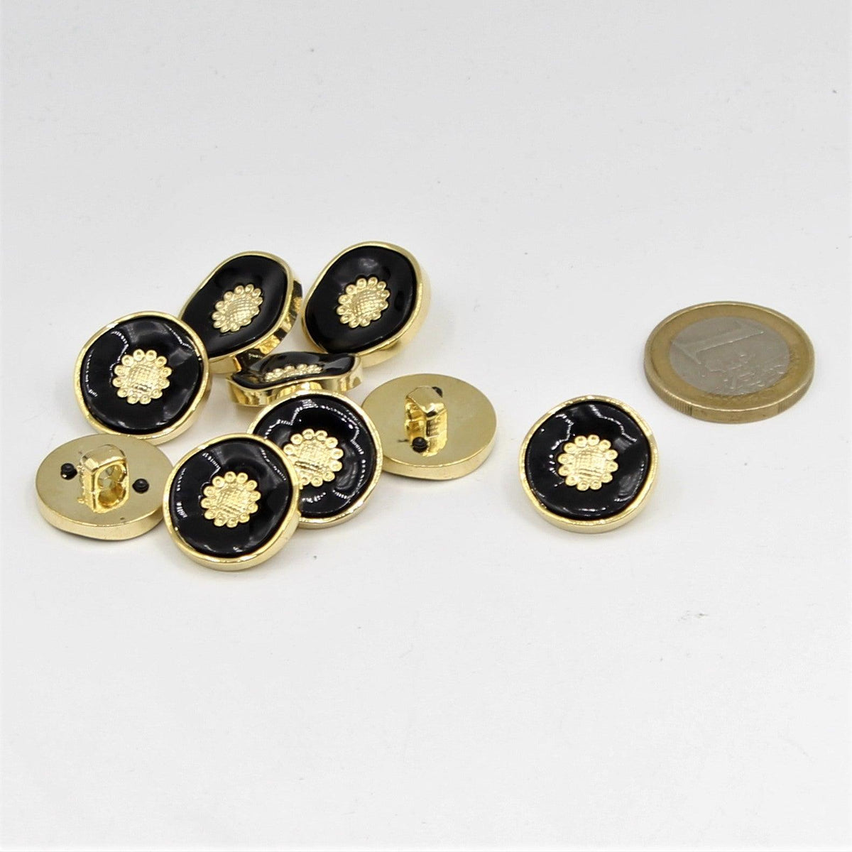 Black, white and Blue Shank Button with Gold 6,9 and 12mm - ACCESSOIRES LEDUC