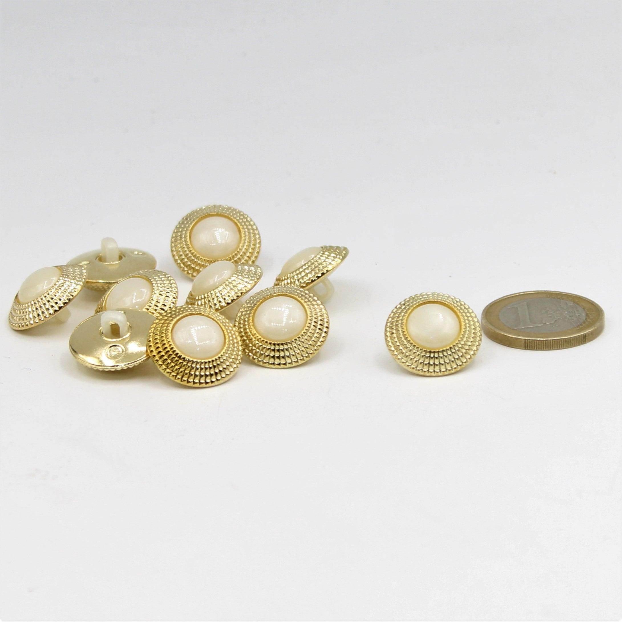 Gold Shank Button with White Pearl 18mm - ACCESSOIRES LEDUC BV