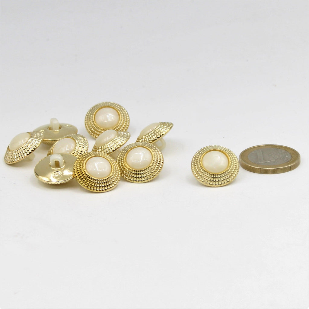 Ösenknopf Gold mit weißer Perle 9mm - ACCESSOIRES LEDUC