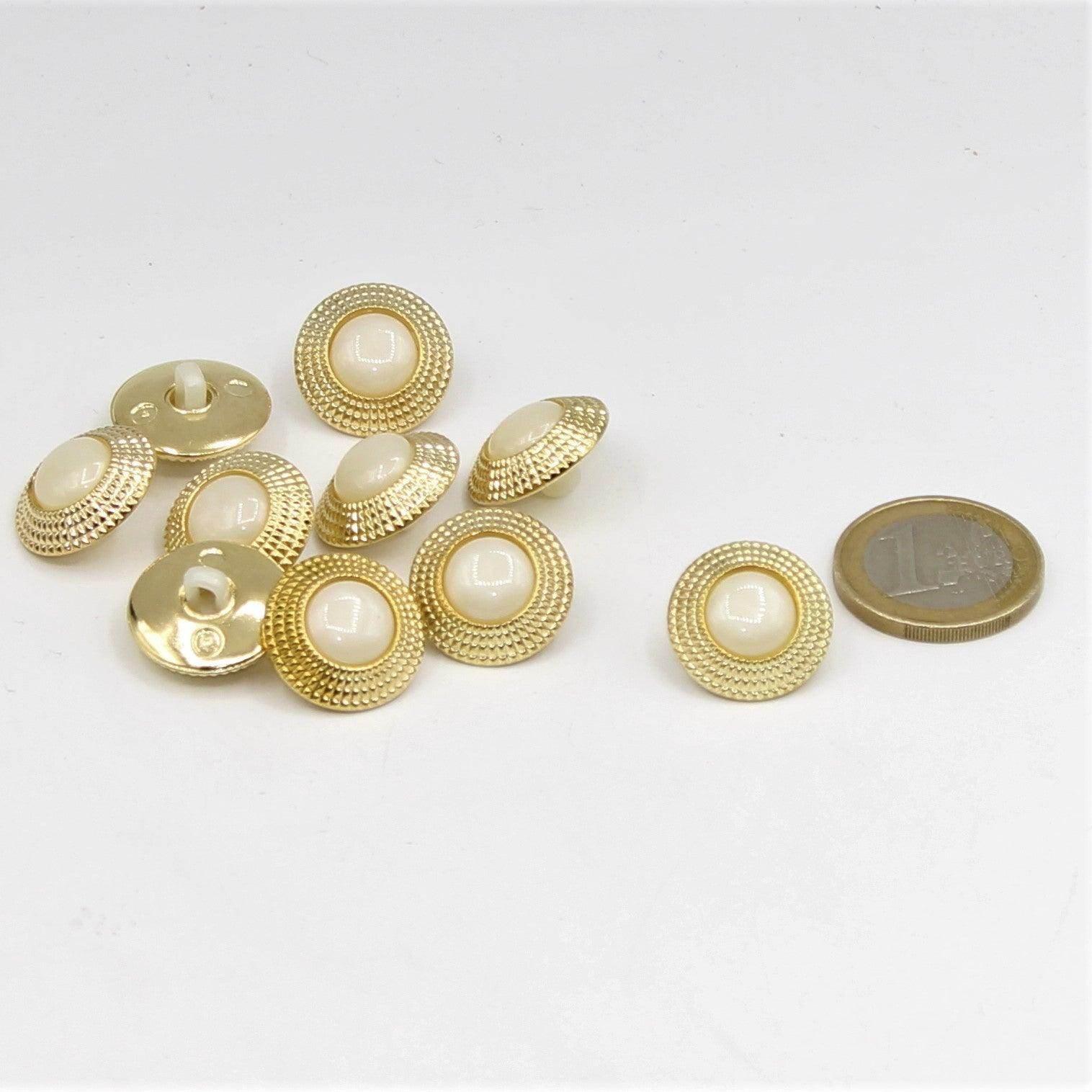 Gold Shank Button with White Pearl 18mm - ACCESSOIRES LEDUC BV