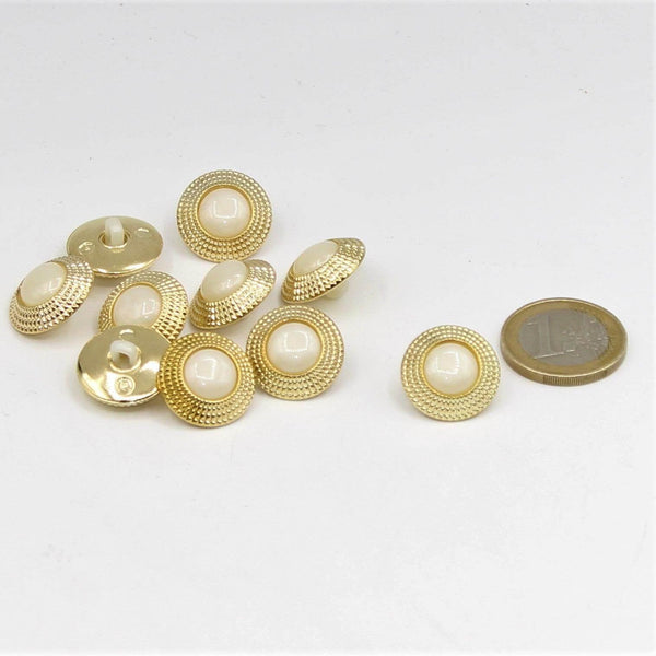 Gold Shank Button with White Pearl 18mm - ACCESSOIRES LEDUC BV