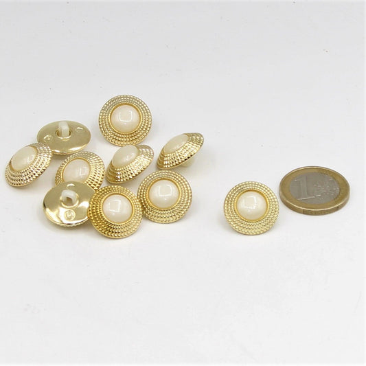 Gold Shank Button with White Pearl 9mm - ACCESSOIRES LEDUC