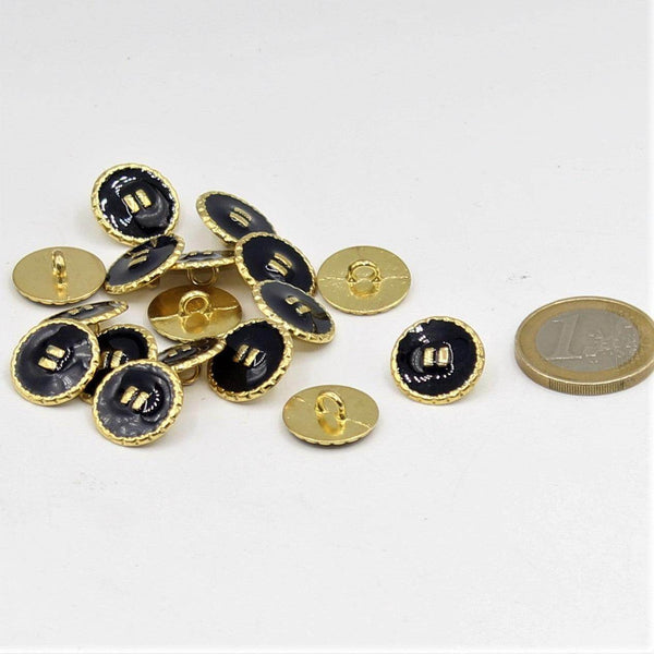 Botón de Vástago Dorado y Azul Marino con 2 Líneas Doradas 15,18 y 23mm