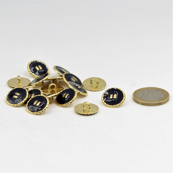 Bottone Oro e Nero con Gambo con 2 Linee Dorate 6,9 ​​e 13mm - ACCESSORI LEDUC