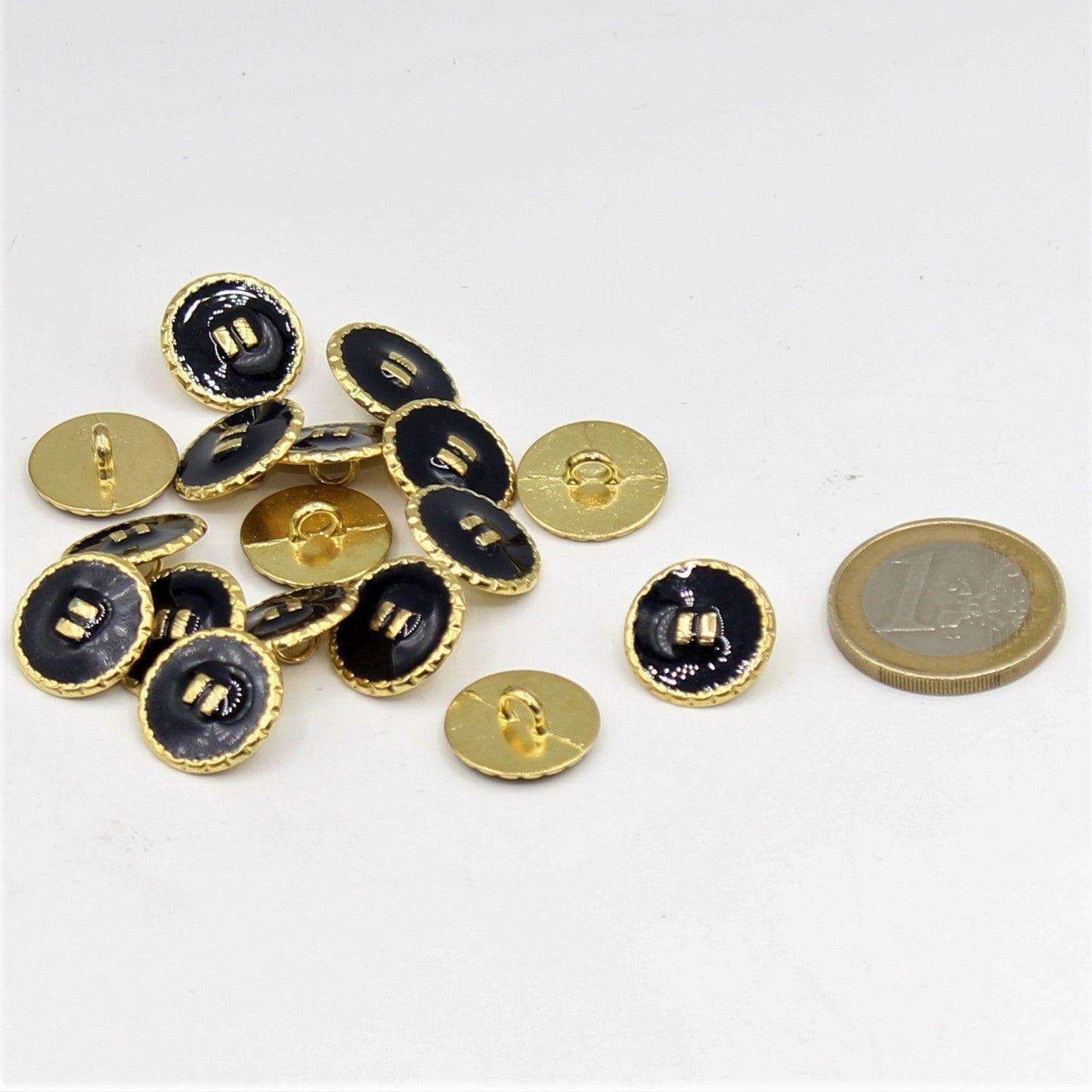 Gold and Navy Shank Button with 2 Golden Lines 15,18 and 23mm - ACCESSOIRES LEDUC BV