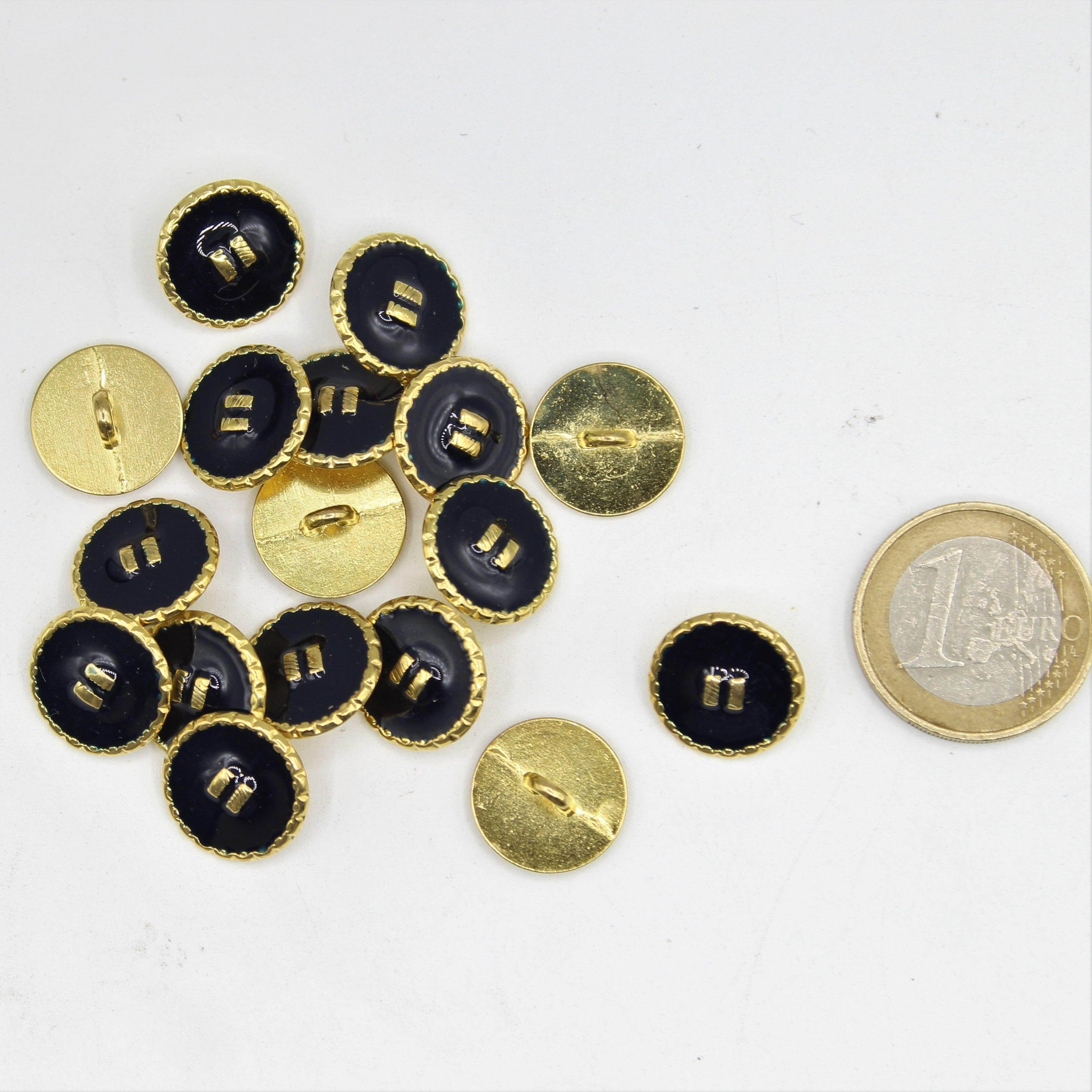 Gold and Navy Shank Button with 2 Golden Lines 15,18 and 23mm - ACCESSOIRES LEDUC BV