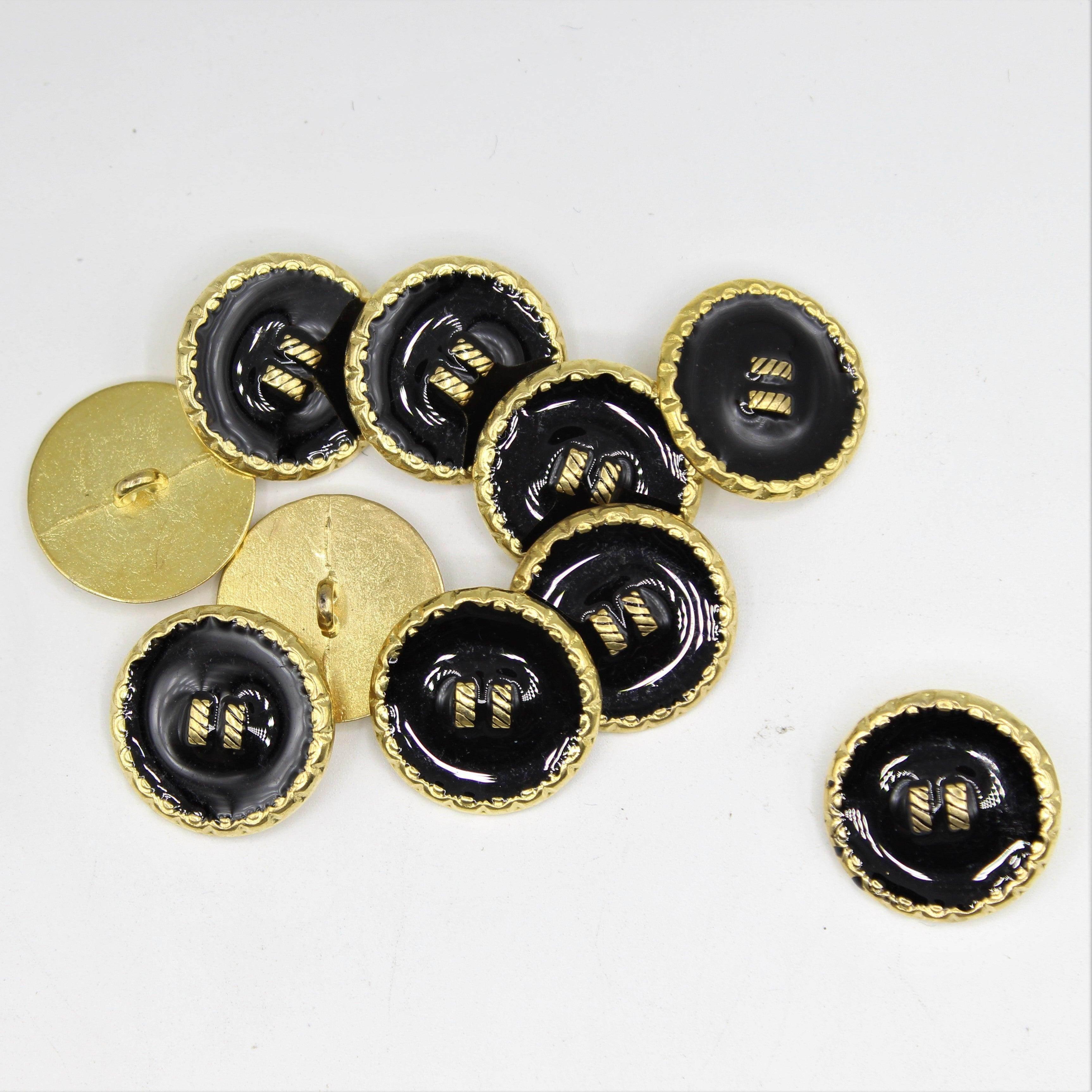 Gold and Navy Shank Button with 2 Golden Lines 15,18 and 23mm - ACCESSOIRES LEDUC BV