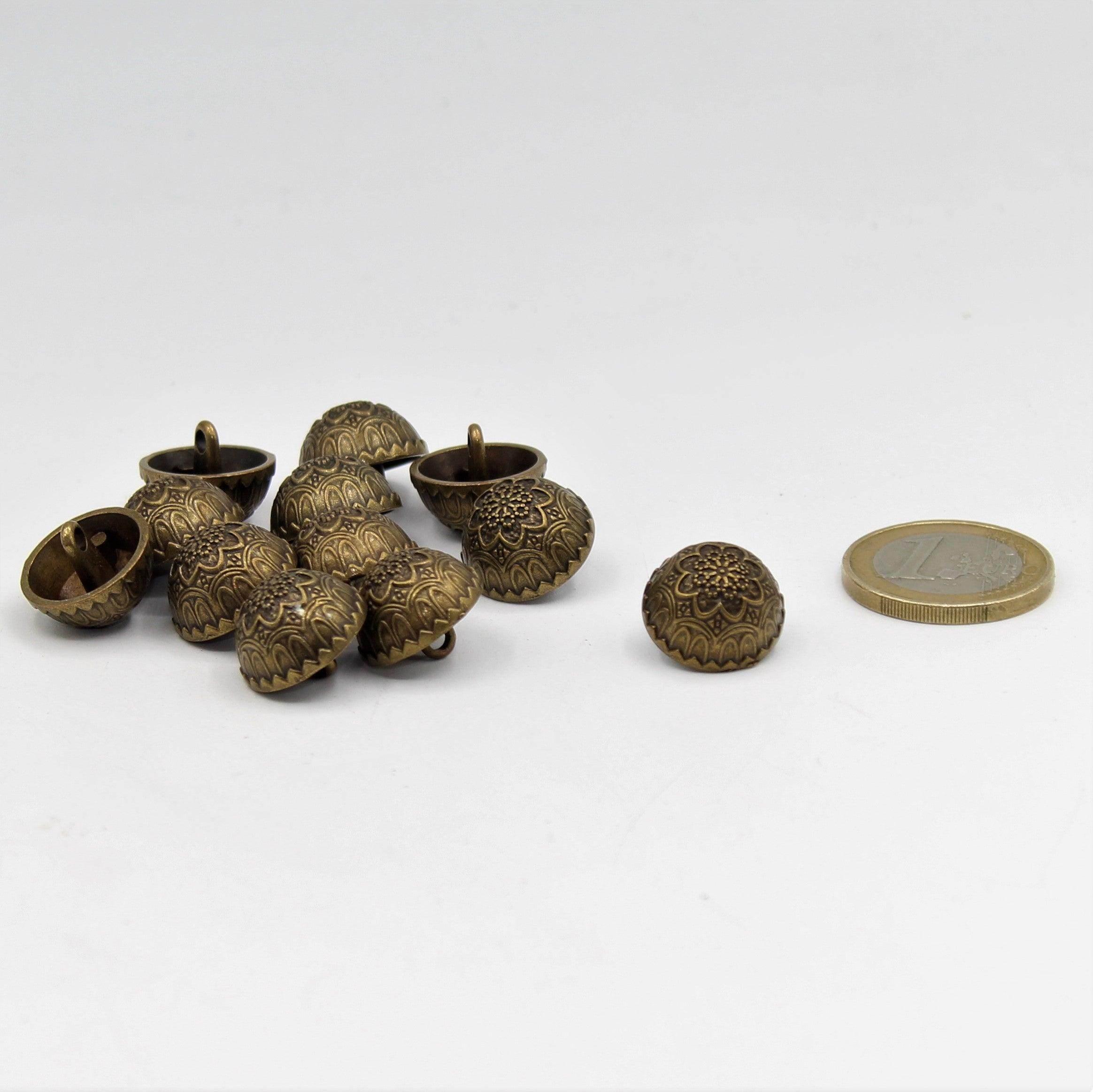 Vintage Metal Zamac Shank Button with Flower Pattern 15,18,20 and 23mm - ACCESSOIRES LEDUC BV