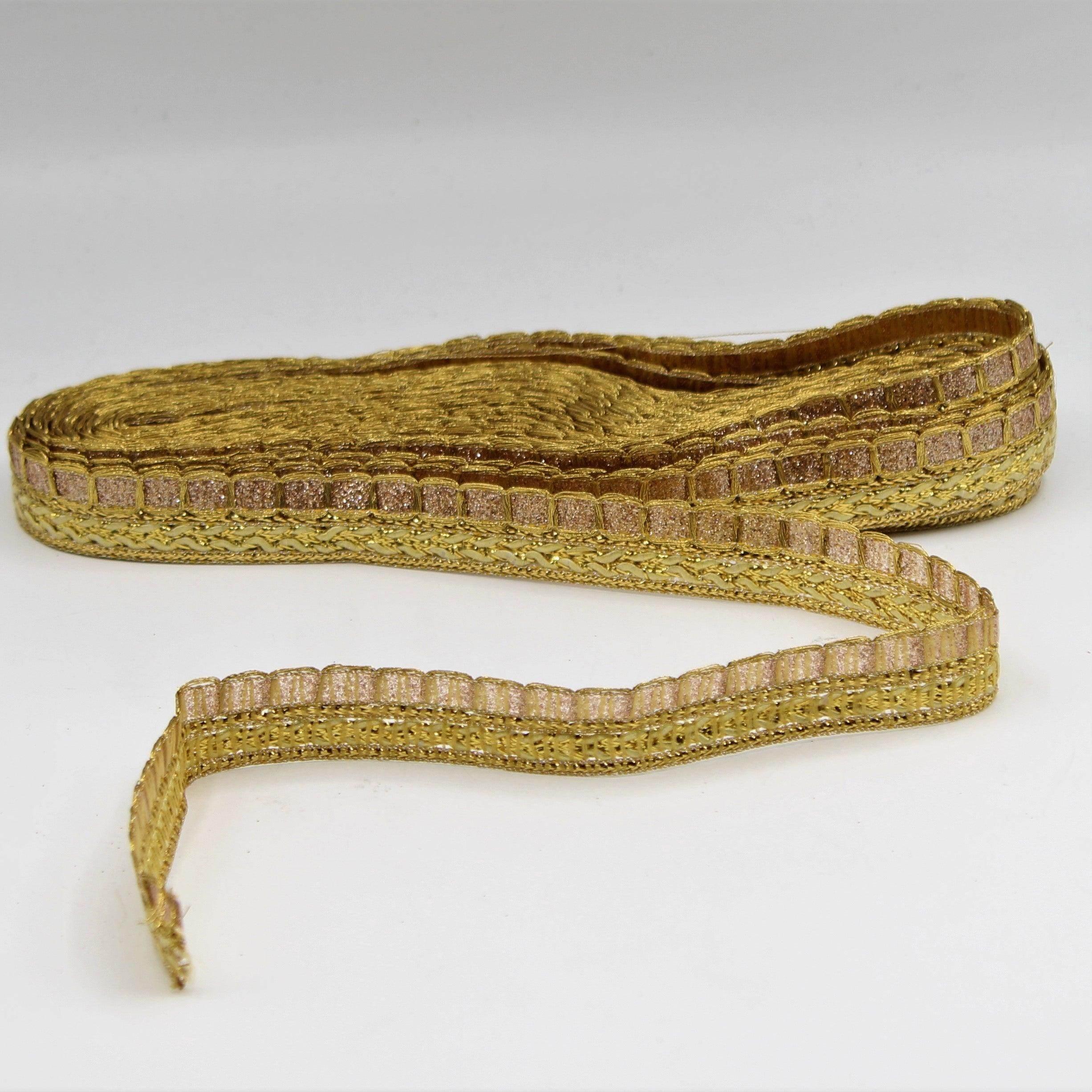 5 Meter Gold or Black Gold Woven Ribbon with Sequins 6 mm - ACCESSOIRES LEDUC BV