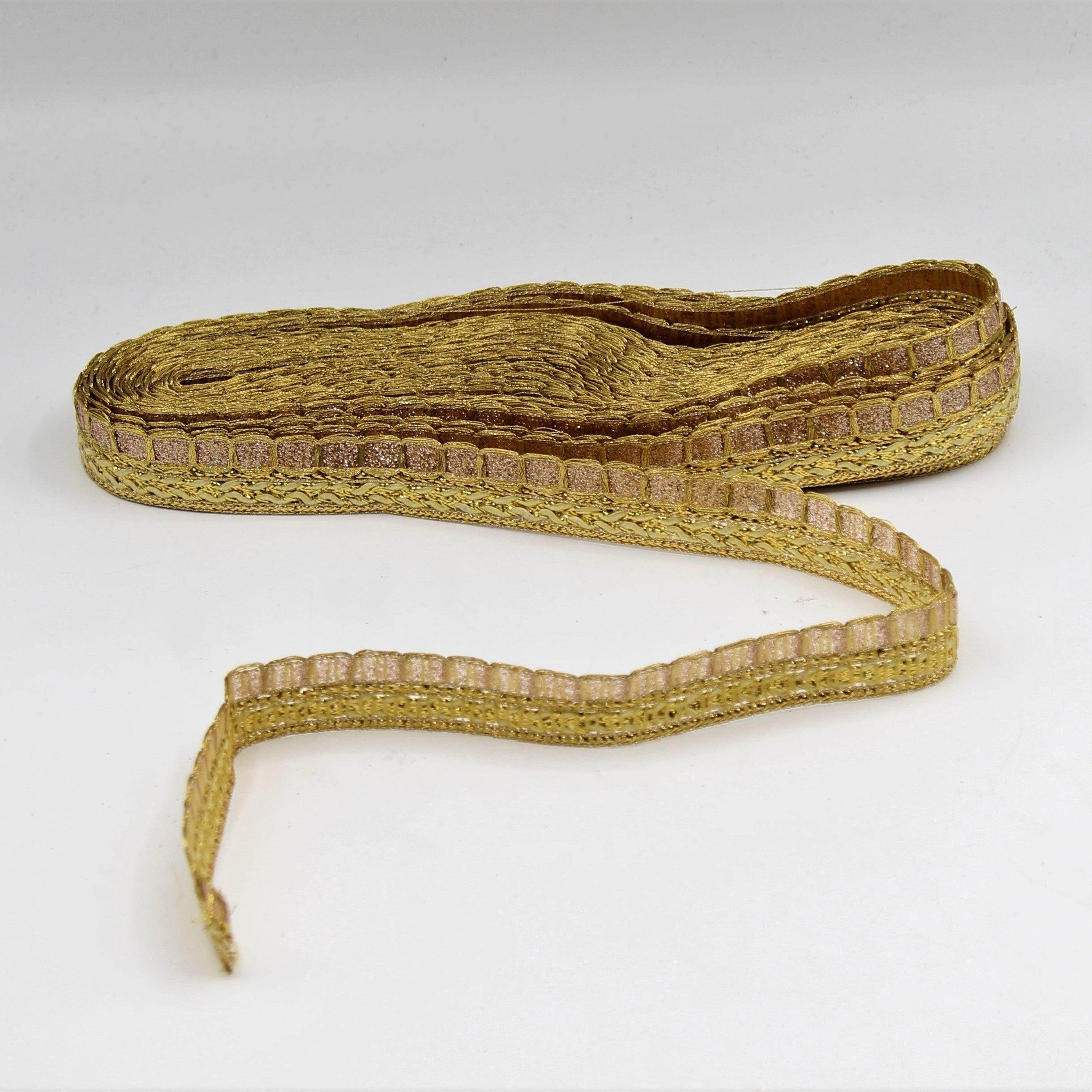 5 Meter Gold or Black Gold Woven Ribbon with Sequins 6 mm - ACCESSOIRES LEDUC BV