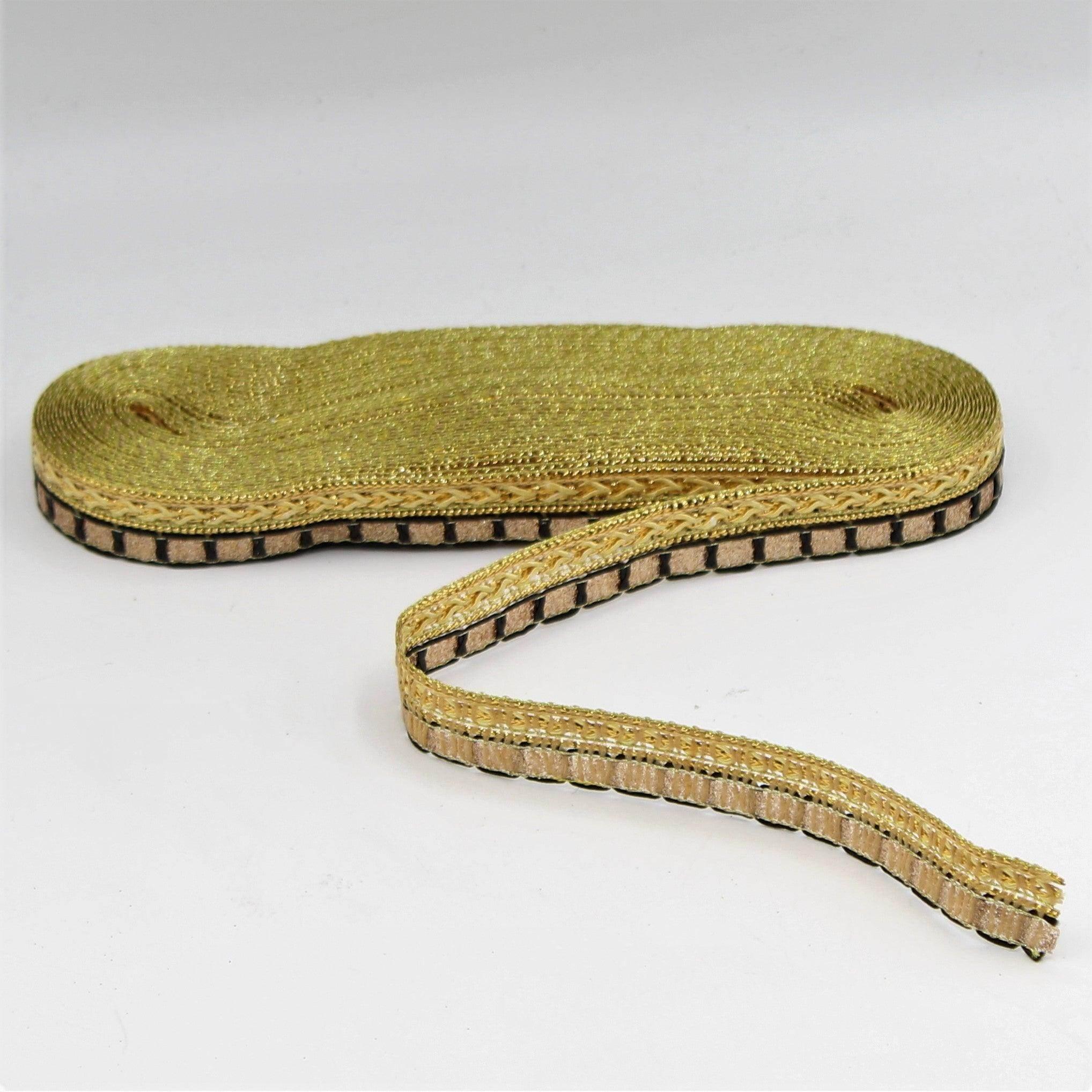 5 Meter Gold or Black Gold Woven Ribbon with Sequins 6 mm - ACCESSOIRES LEDUC BV