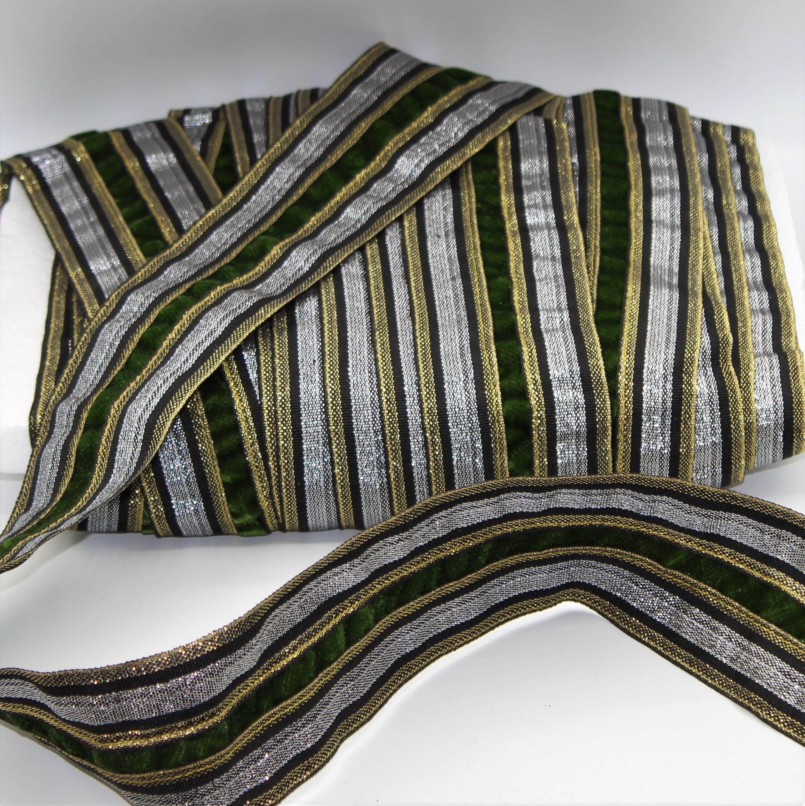 1Meter Ribbon Lurex Combined with Different colors 47mm #RUB02i - ACCESSOIRES LEDUC BV