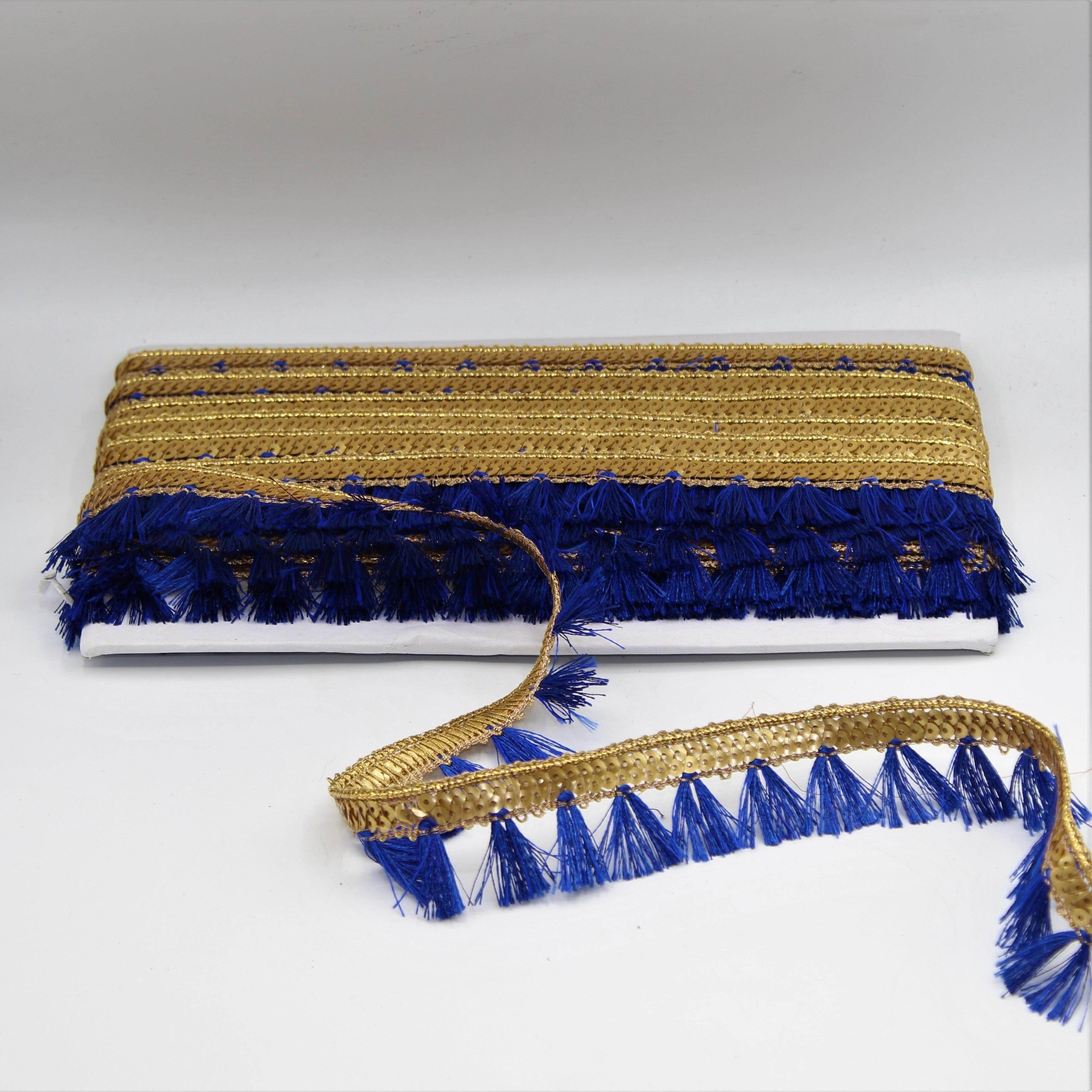 1Meter Golden ribbon with Sequins and Tassel in Different Colors 20mm - ACCESSOIRES LEDUC BV