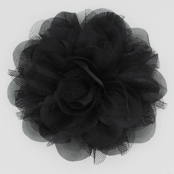 3xBROCHE Fleur Noire Mat 11cm#BRO1000 - ACCESSOIRES LEDUC