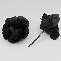 5 Plastic BROCHES/CORSAGE/FLOWERS, Length 7CM With Safety Pin, High Quality, Color BLACK - ACCESSOIRES LEDUC
