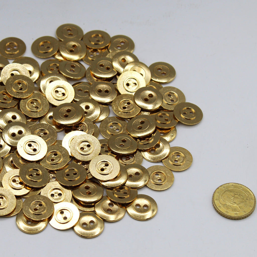 Gold-ZAMAk-Knopf, zwei Löcher, 18 mm