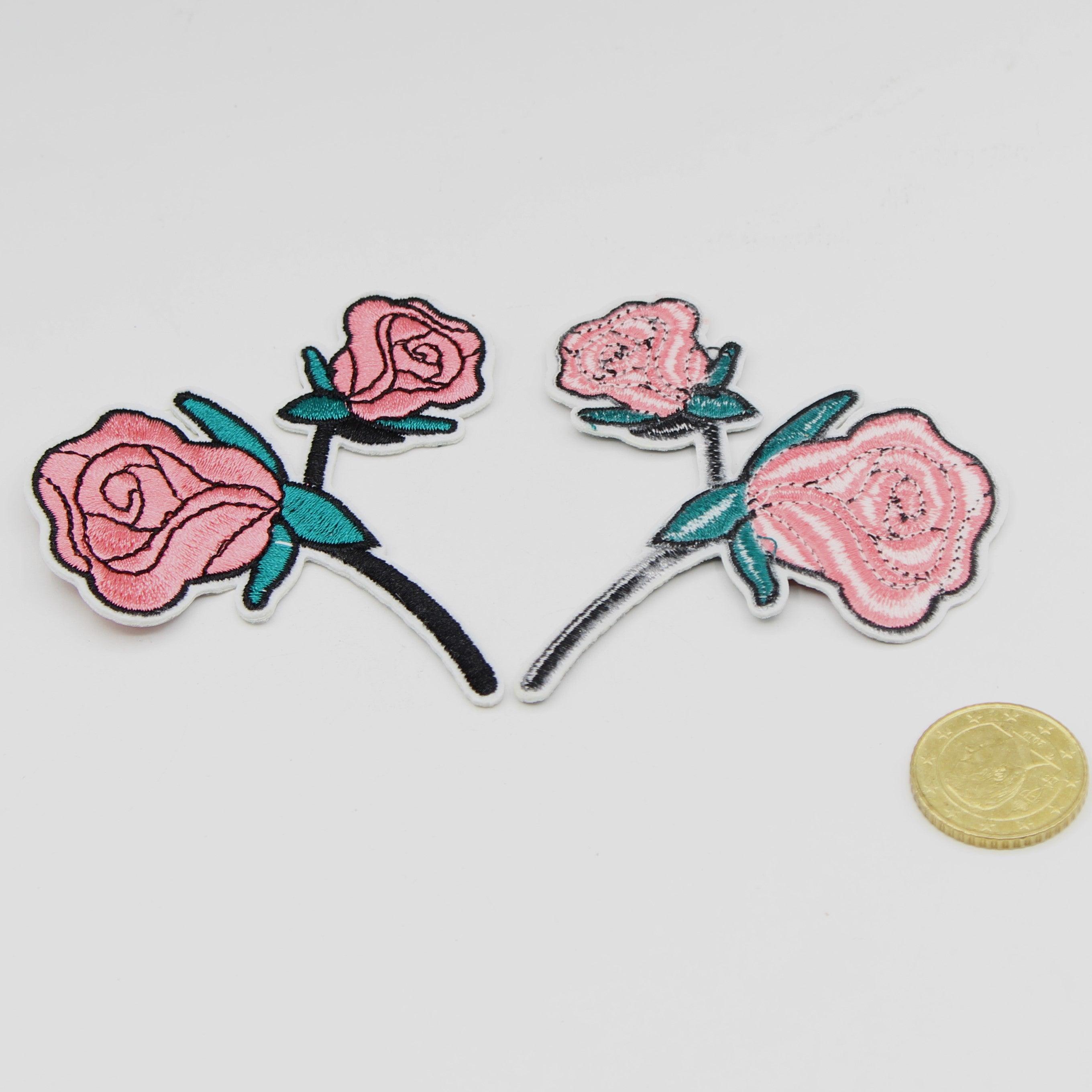 Pink iron-on flower patch, customize clothes and accessories 8cm#APP1220 - ACCESSOIRES LEDUC BV